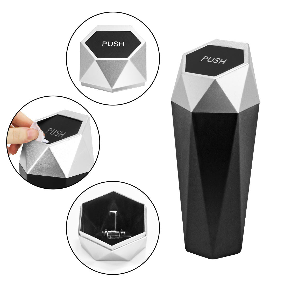 Car Trash Bin Mini Car Cup Holder Diamond Trash Bin Desktop Storage Box Car Trash Bin Trash Bin