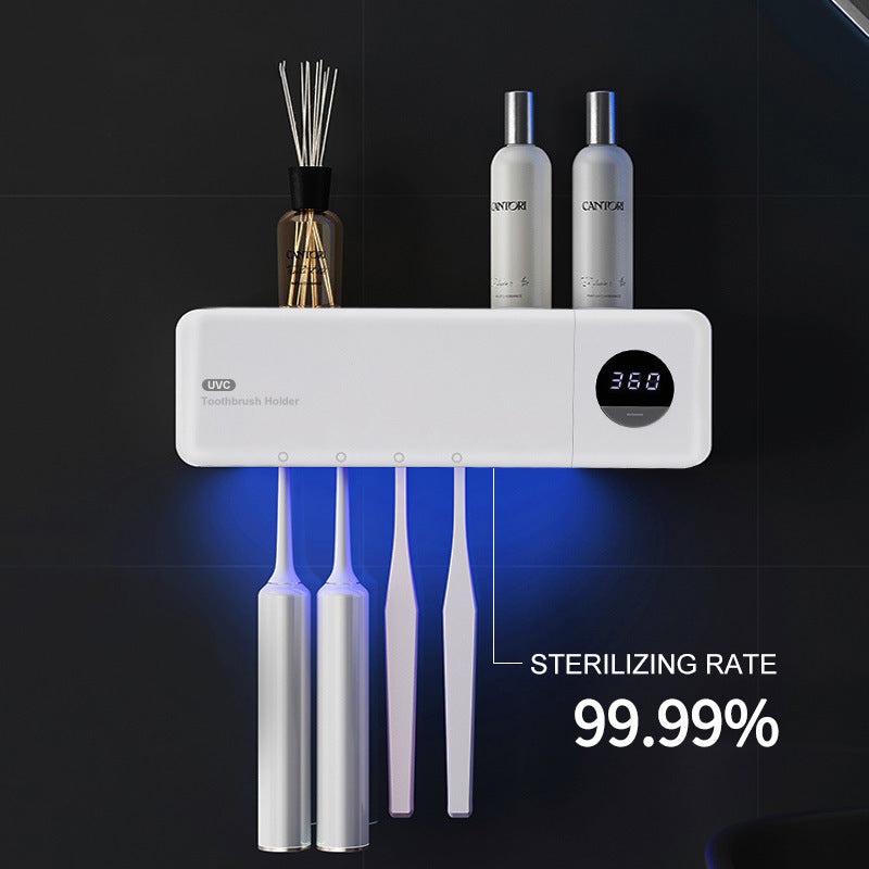 Household Toothbrush Sterilizer Intelligent Wall-mounted Automatic Induction Ultraviolet Sterilization Hole-free Toothbrush Storage Rack