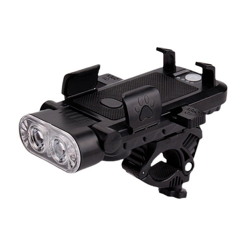 New High-Brightness Bicycle Light, Four-In-One Mobile Phone Holder, Horn, Headlight, USB Charging, Outdoor Cycling Equipment