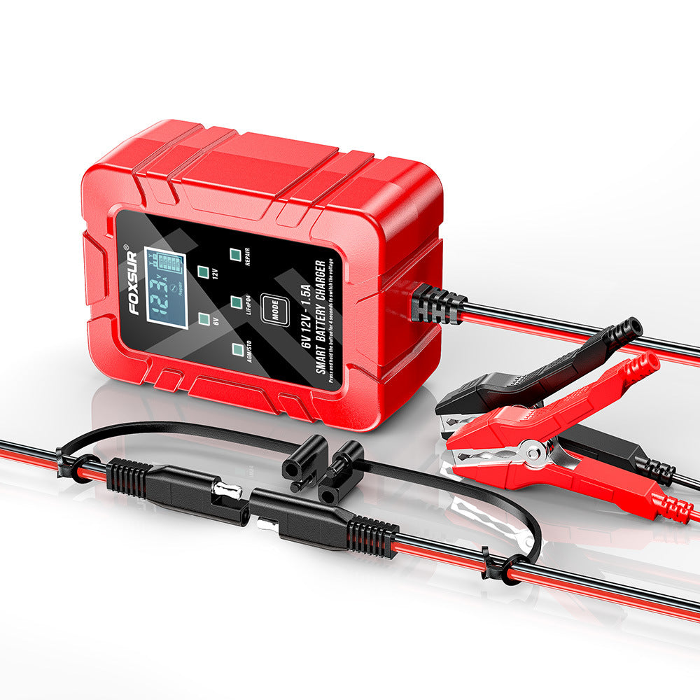 6V 12V Motorcycle Car Lawn Mower Lead-Acid Battery Charger Sae Quick Connector 1500Ma Charging Machine