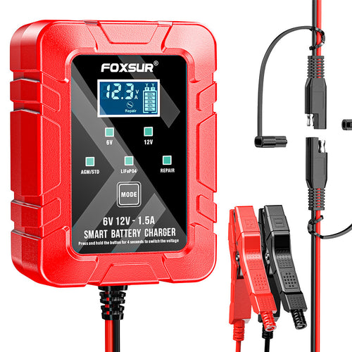 6V 12V Motorcycle Car Lawn Mower Lead-Acid Battery Charger Sae Quick Connector 1500Ma Charging Machine