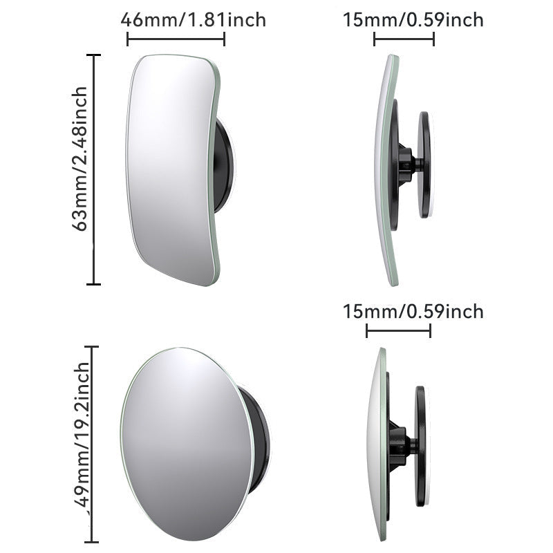 Square rearview mirror small round mirror car reversing artifact reflective auxiliary blind area 360 degree wide angle super clear car