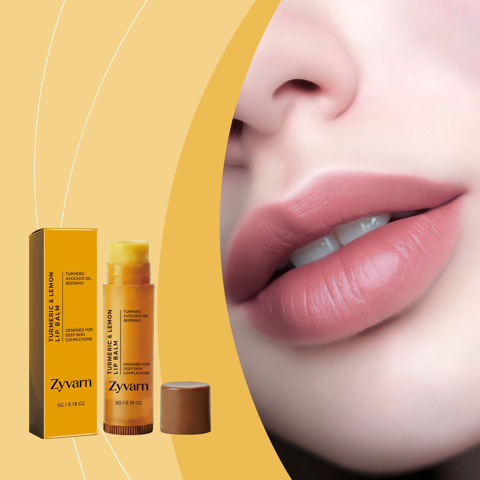 Zyvarn Turmeric Lemon Lip Balm Daily Moisturizing Soft Texture Lip Care Hydrating Glossy Lip Balm