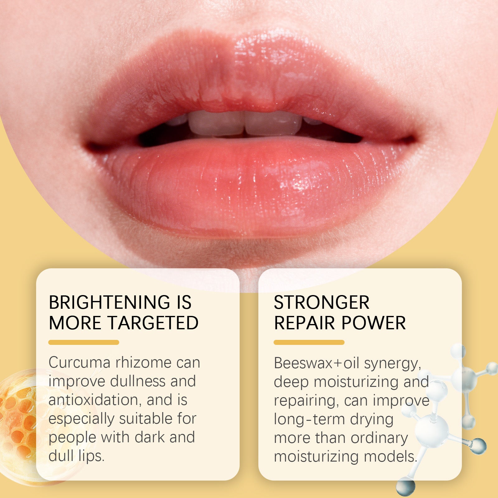 Zyvarn Turmeric Lemon Lip Balm Daily Moisturizing Soft Texture Lip Care Hydrating Glossy Lip Balm