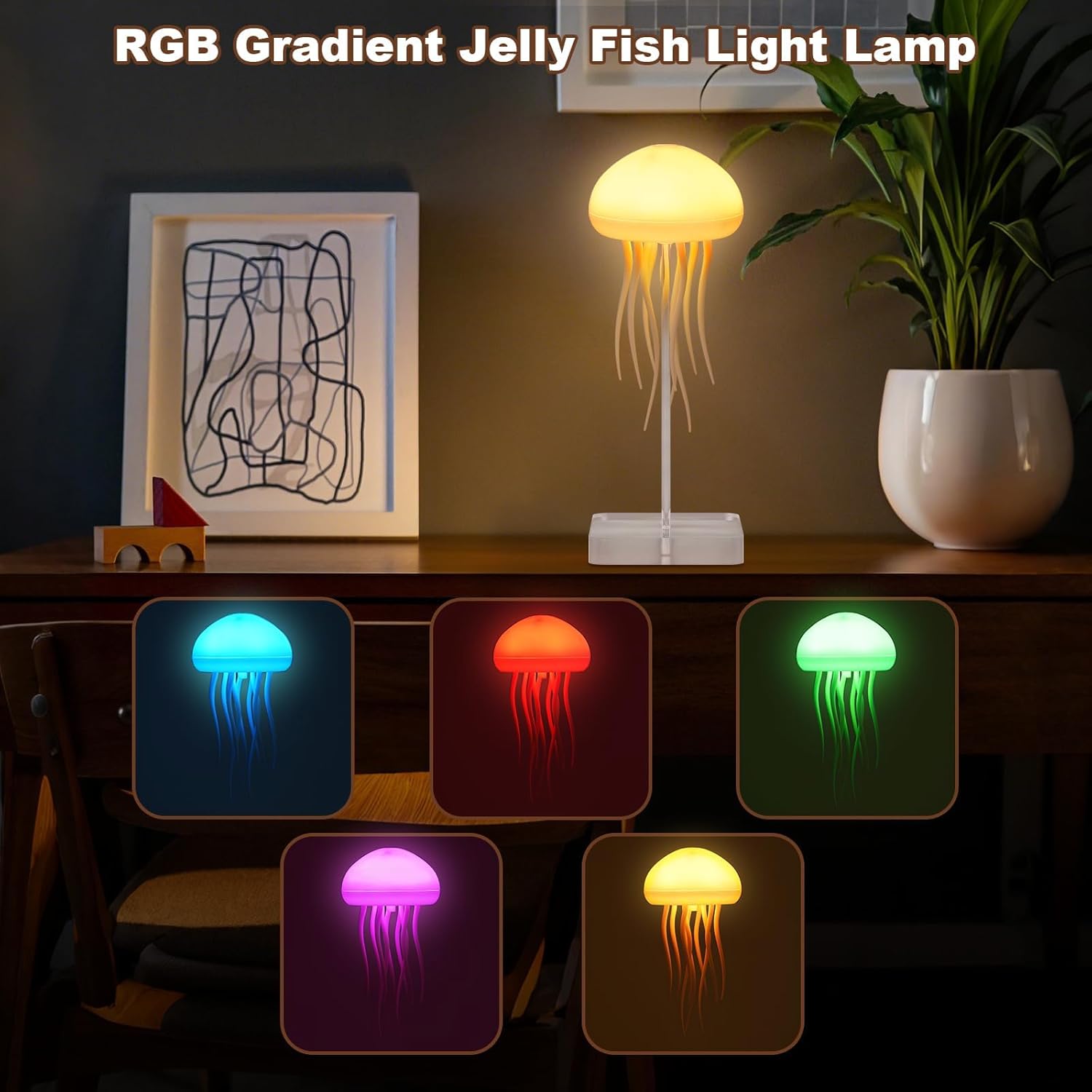 Jellyfish Lamp Voice-Controlled Color-Changing Night Lamp