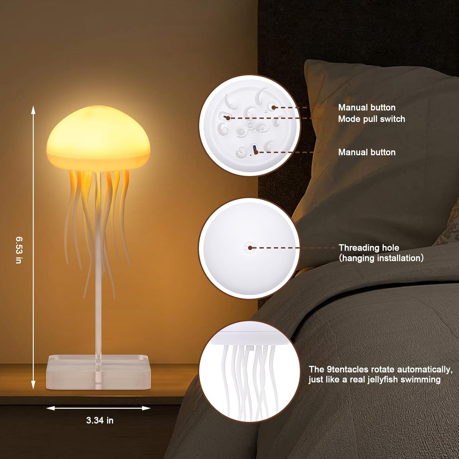 Jellyfish Lamp Voice-Controlled Color-Changing Night Lamp