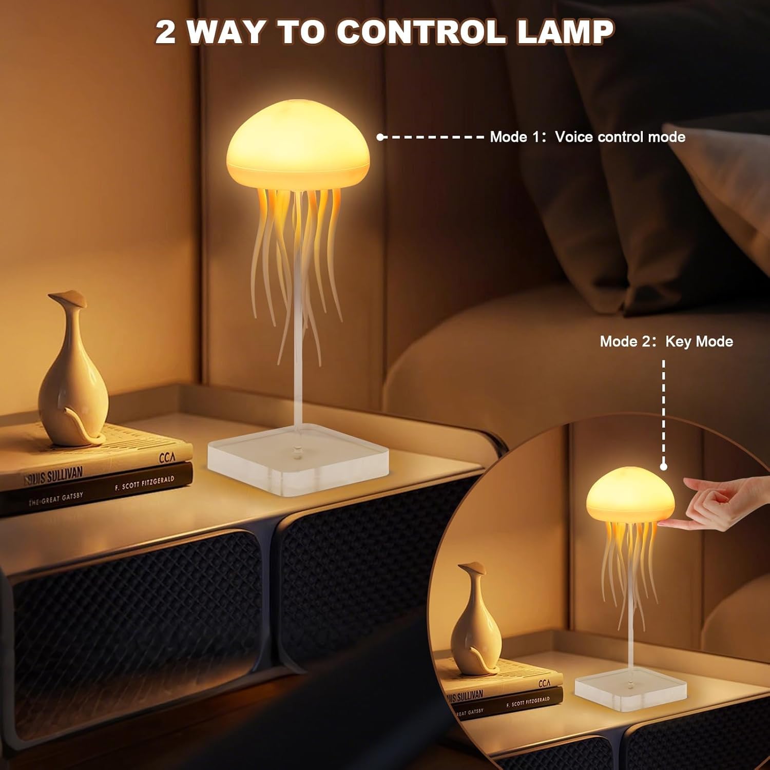 Jellyfish Lamp Voice-Controlled Color-Changing Night Lamp