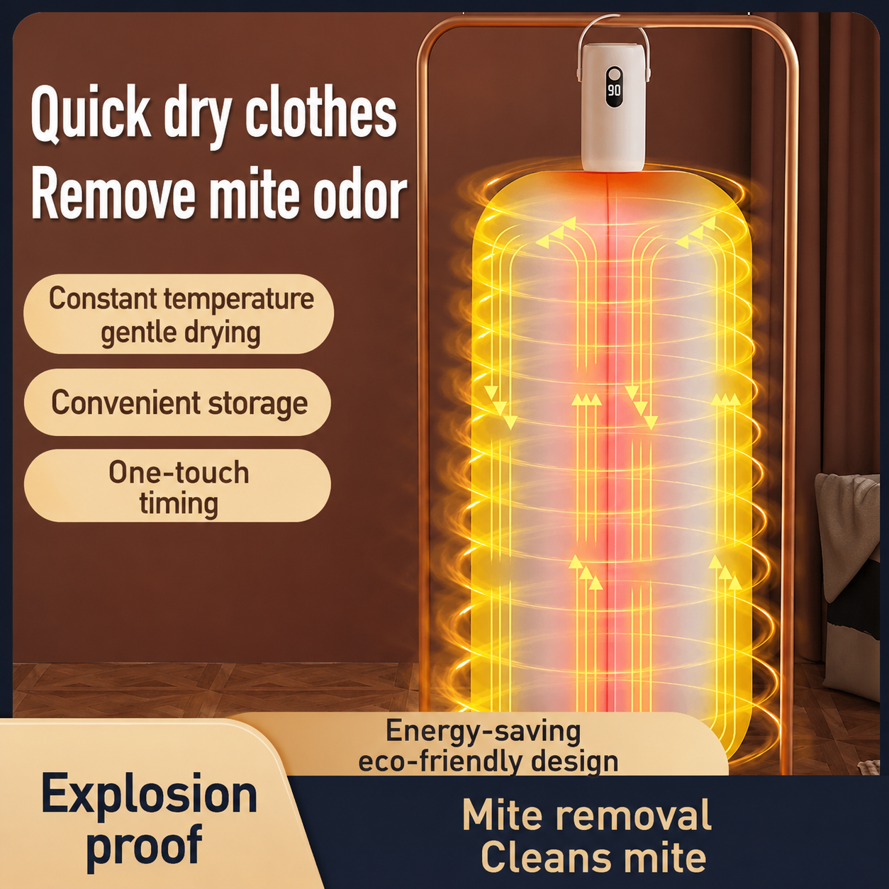 Ultra-Fast Smart Mini clothes Dryer with Quick-Fold Design