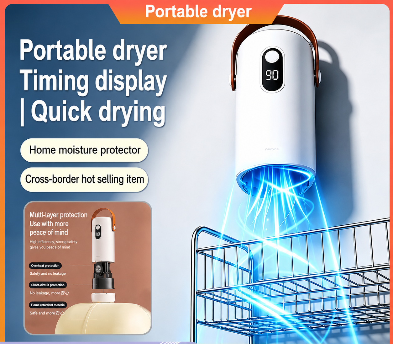 Ultra-Fast Smart Mini clothes Dryer with Quick-Fold Design