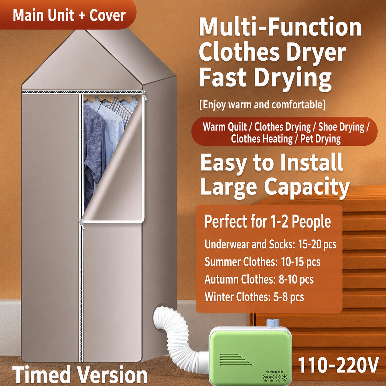 Ultra-Fast Portable Clothes & Footwear Dryer