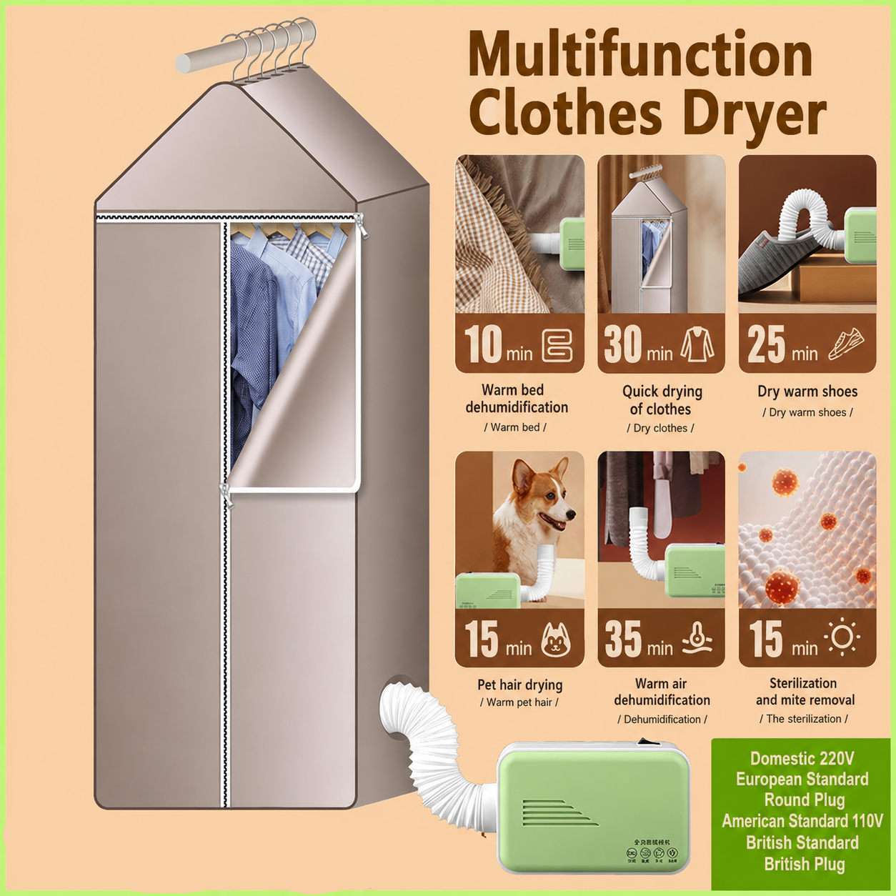 Ultra-Fast Portable Clothes & Footwear Dryer