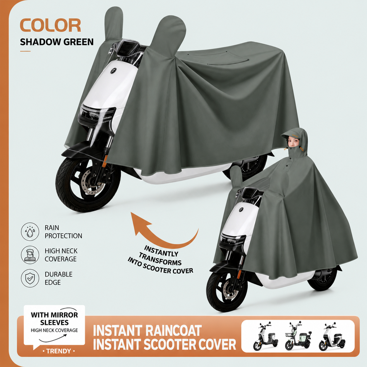 Electric Vehicle-Specific Raincoat, Single-Person Full-Body Rain Cover, Unisex All-In-One Riding Poncho