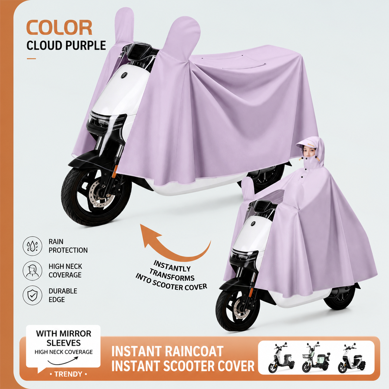 Electric Vehicle-Specific Raincoat, Single-Person Full-Body Rain Cover, Unisex All-In-One Riding Poncho
