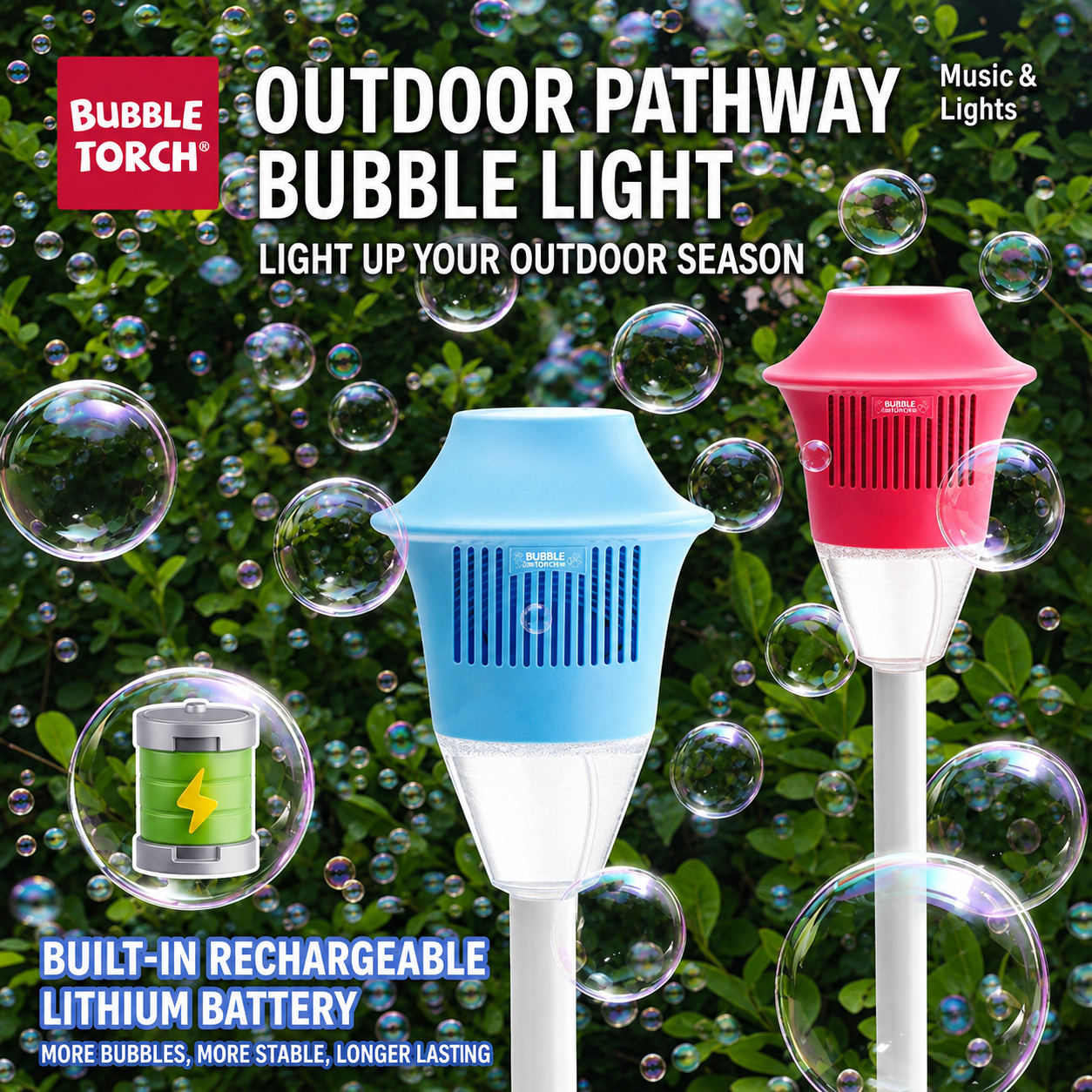 street light bubble machine blowing bubble