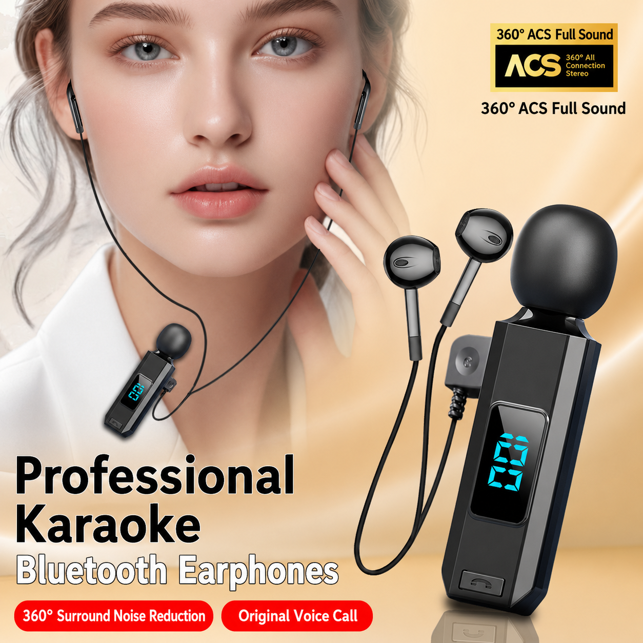 Microphone Earphones Bluetooth Wireless Sports Clip-On Style for Cycling, Driving, Calling