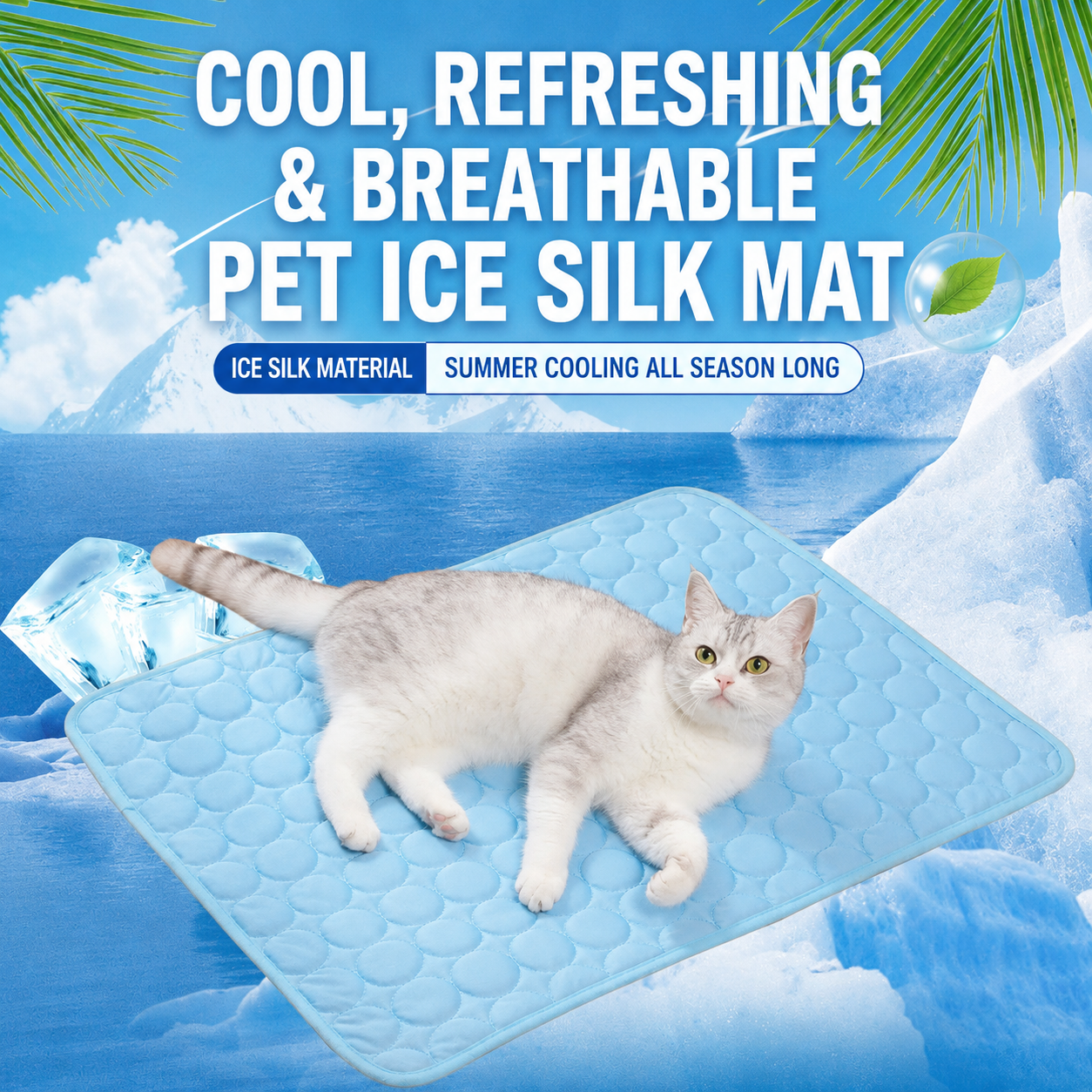 Pet Ice Silk Mat, Summer Cooling Cat Sleeping Mat, Cool Floor Mat