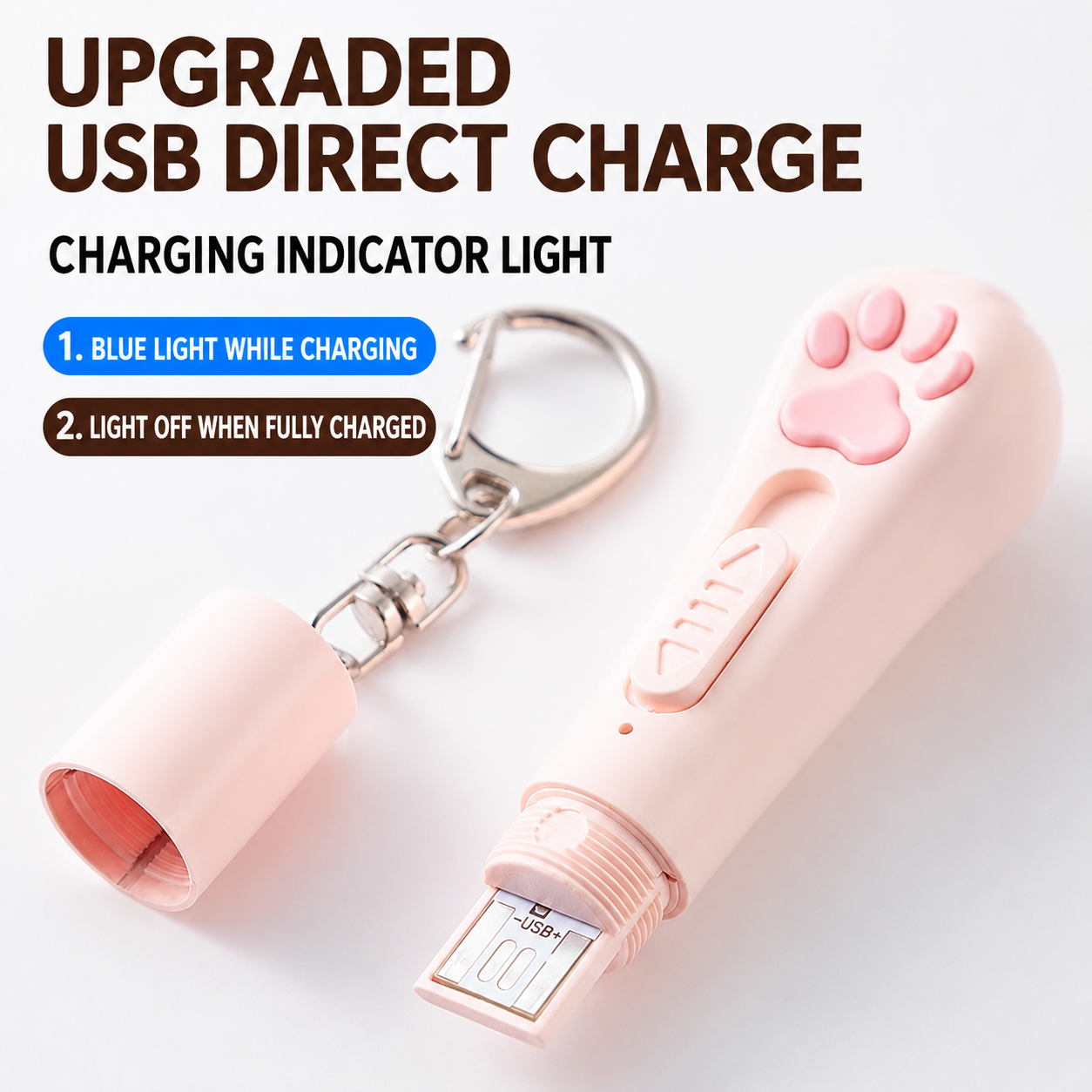 Cat Teasing Toy USB Rechargeable Multifunctional Wand Uv White Light