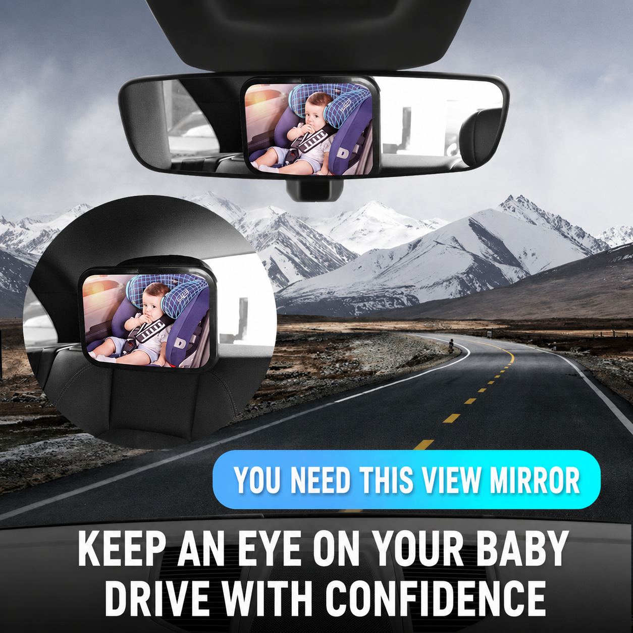 Rearview Mirror, Baby Car Safety Seat Viewing Mirror, Car Baby Reverse Mirror, Car Rear 360 °