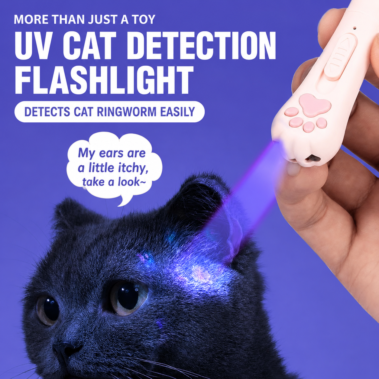Cat Teasing Toy USB Rechargeable Multifunctional Wand Uv White Light