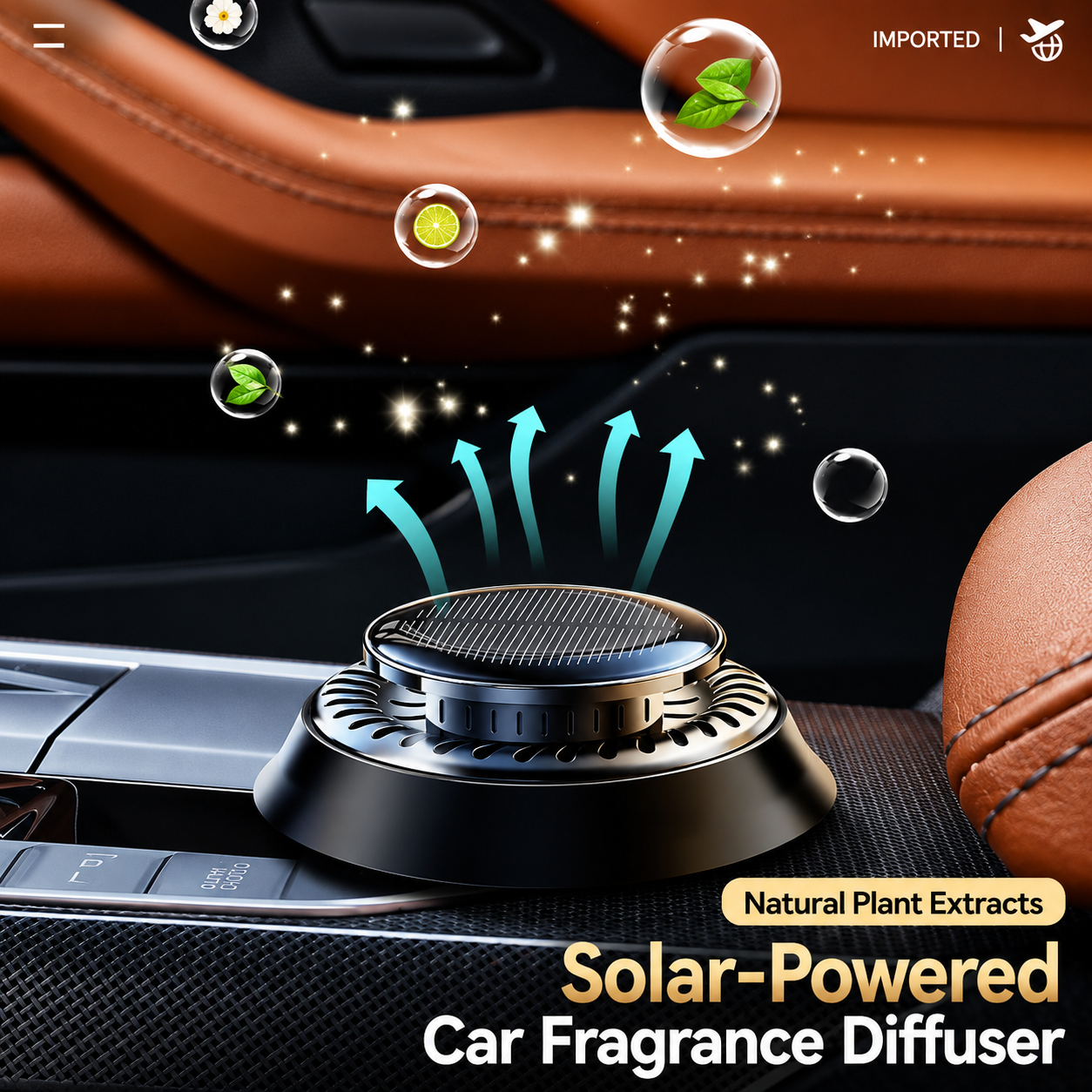 Solar-Powered Glass fog remover,  Car Air Freshener, Car Perfume Ornament