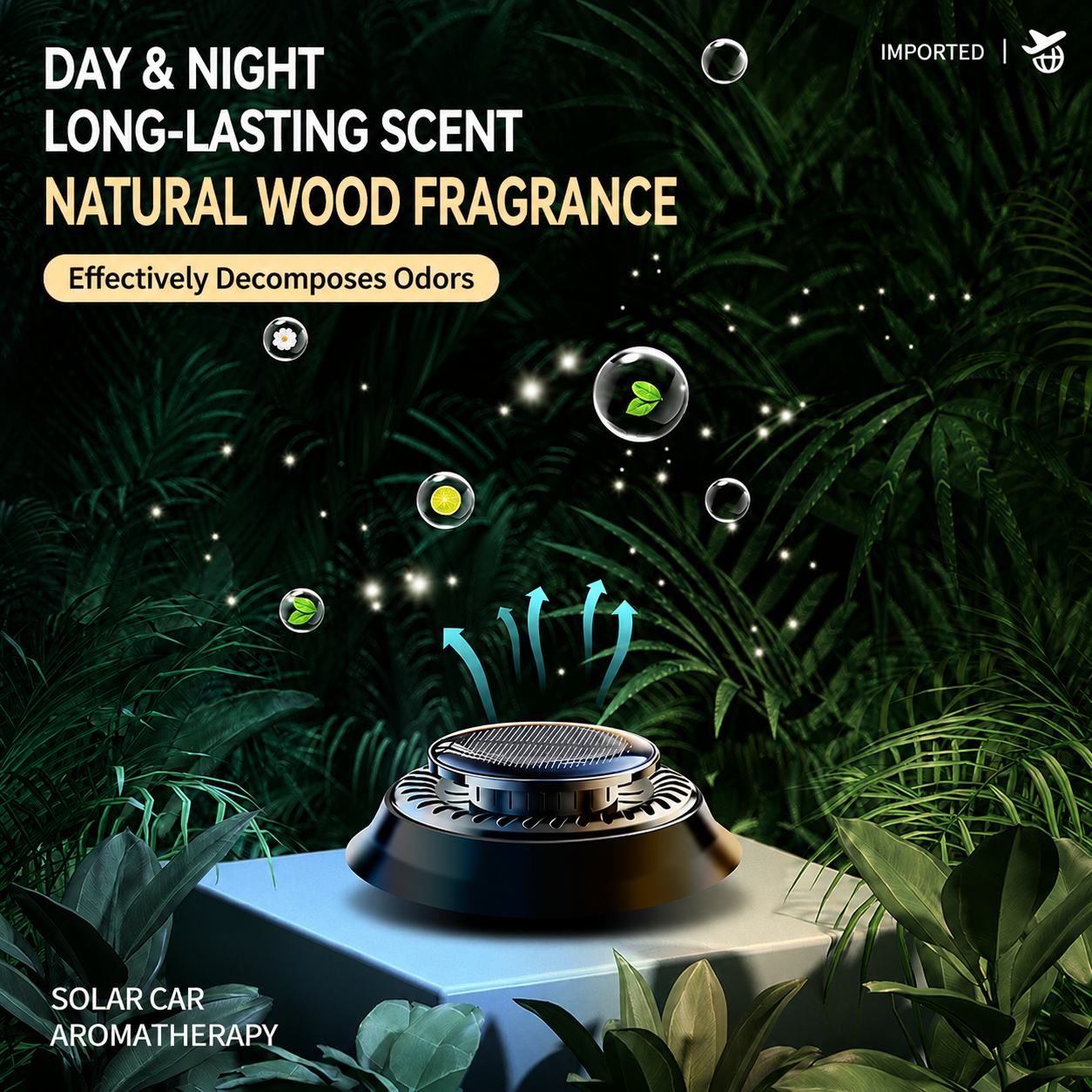 Solar-Powered Glass fog remover,  Car Air Freshener, Car Perfume Ornament
