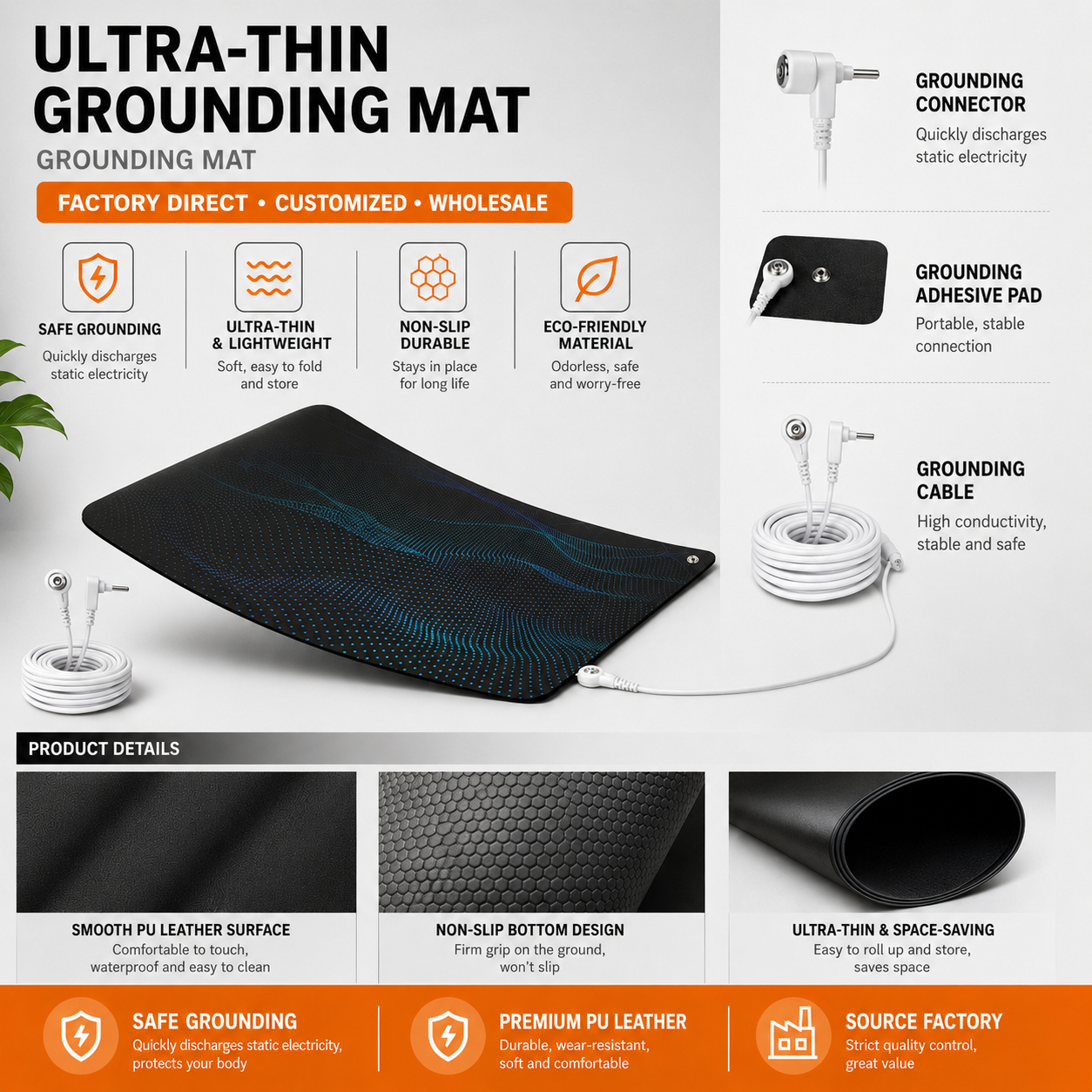 New Ultra-Thin Design Grounding Mat, Conductive Wear-Resistant Anti-Slip Particle Mouse Pad, Yoga Mat