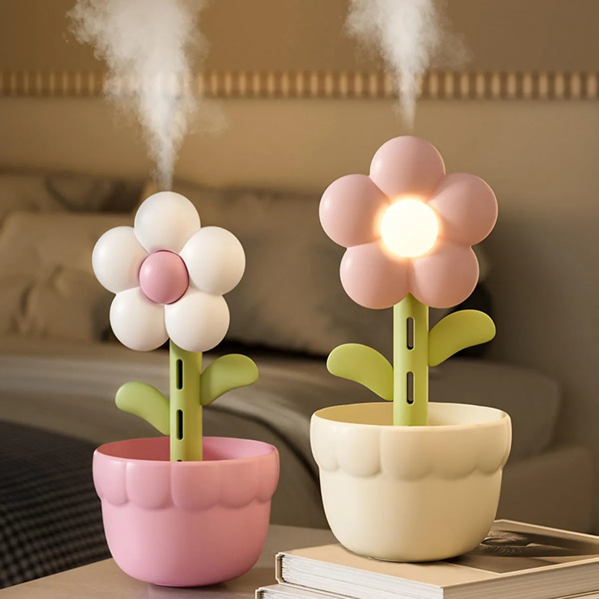 Mini Flower Humidifier Bedroom Rechargeable  Lamp