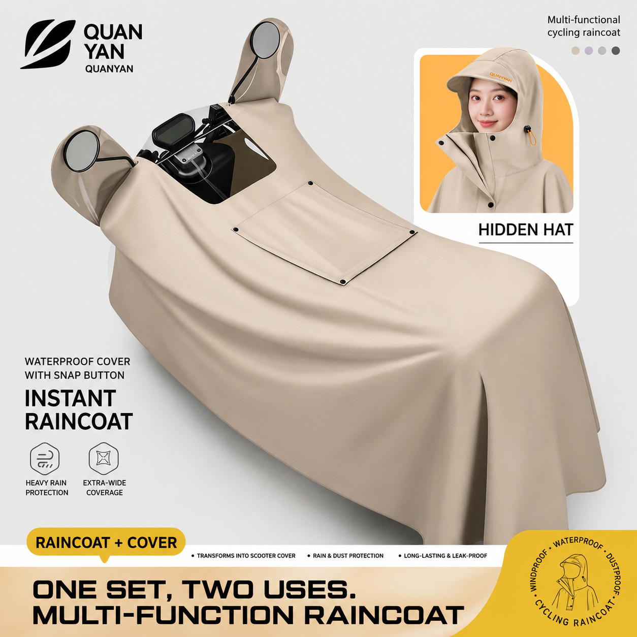 Electric Vehicle-Specific Raincoat, Single-Person Full-Body Rain Cover, Unisex All-In-One Riding Poncho