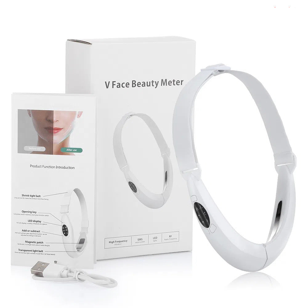 Cross-Border Hot-Selling Product Ems Microcurrent V-Face Device with Colored Light, Vibration Massage, Double Chin Facial Beauty Device
