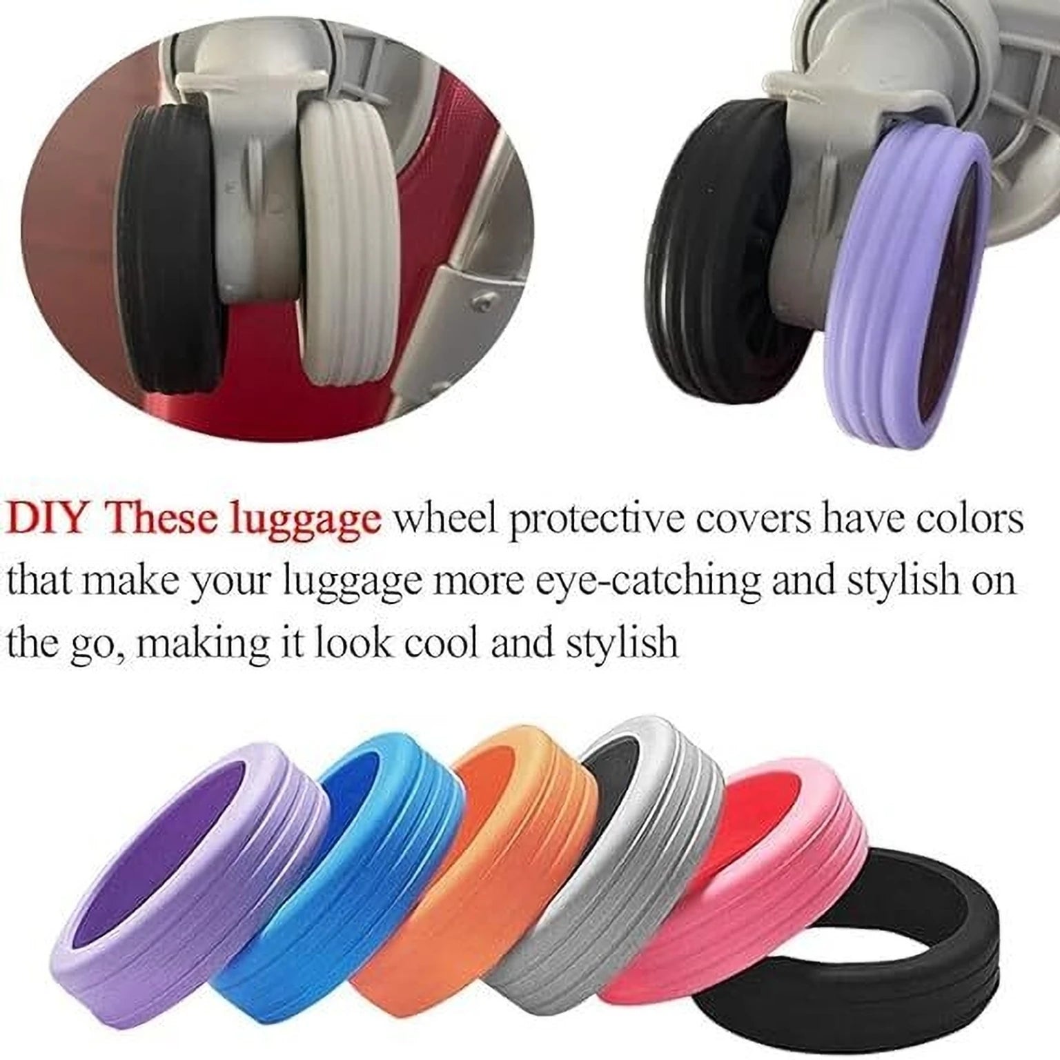Luggage universal wheel silicone belt: 5 - 6.5 cm in Diameter.
